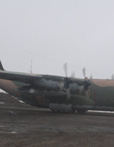 An emergency flight back to the southern tip of Argentina on this C-130 Hercules. Just try to book a flight on one of these babies...