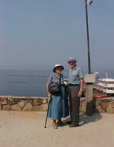 Dr. Wilmer Miller and wife Lotus on the shores of the Rio Negro Manaus, Brazil (September 2001)